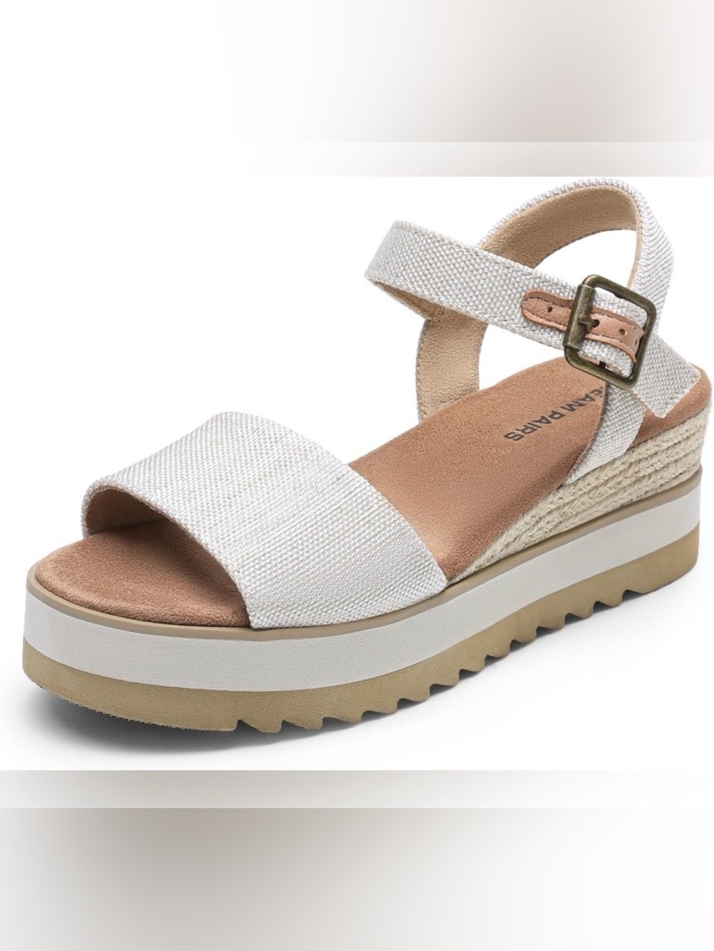 Dream Pairs Natural Canvas Espadrille Platform Wedge Sandals Size 9.5 New in Box